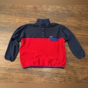 Patagonia Men's Navy and Red Turtleneck Sweater